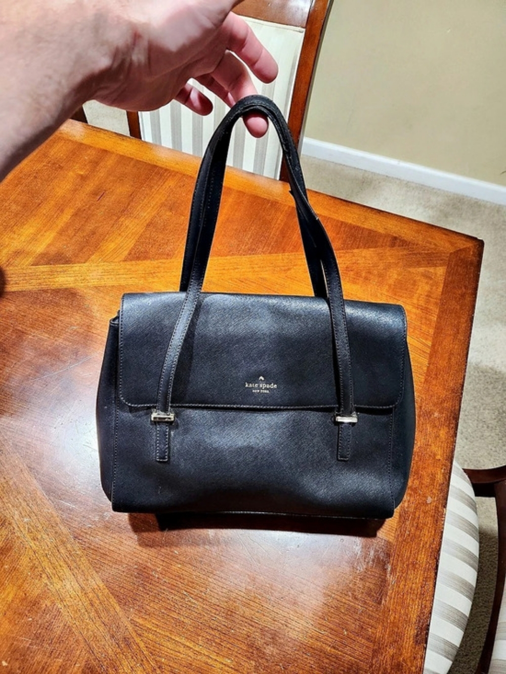 Kate Spade Staci Flap Shoulder Bag Black Tote
